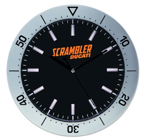 Ducati Scrambler Compass Wanduhr Uhr silber schwarz