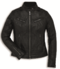 Ducati Vintage Damen Motorrad Leder Jacke in schwarz